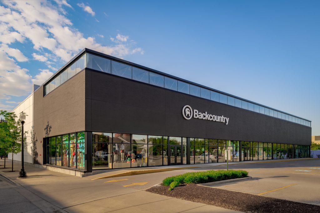 Exterior of Backcountry Chicago retail location at sunrise.