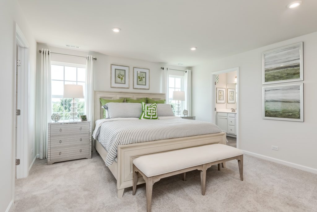 Cozy bedroom interior in model home