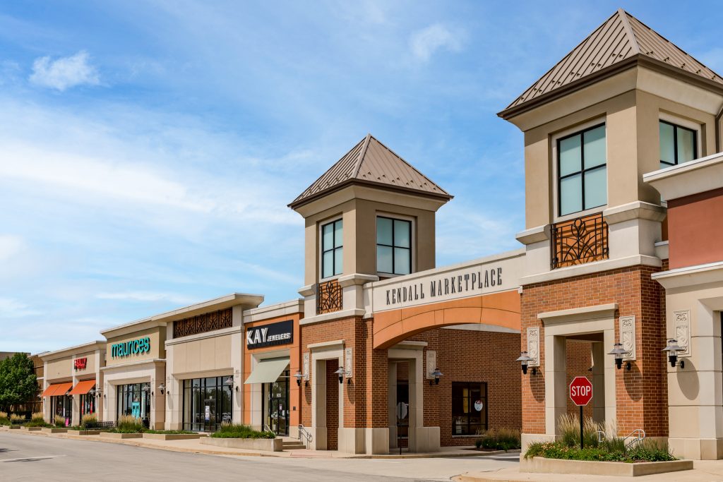 Exterior of shopping center