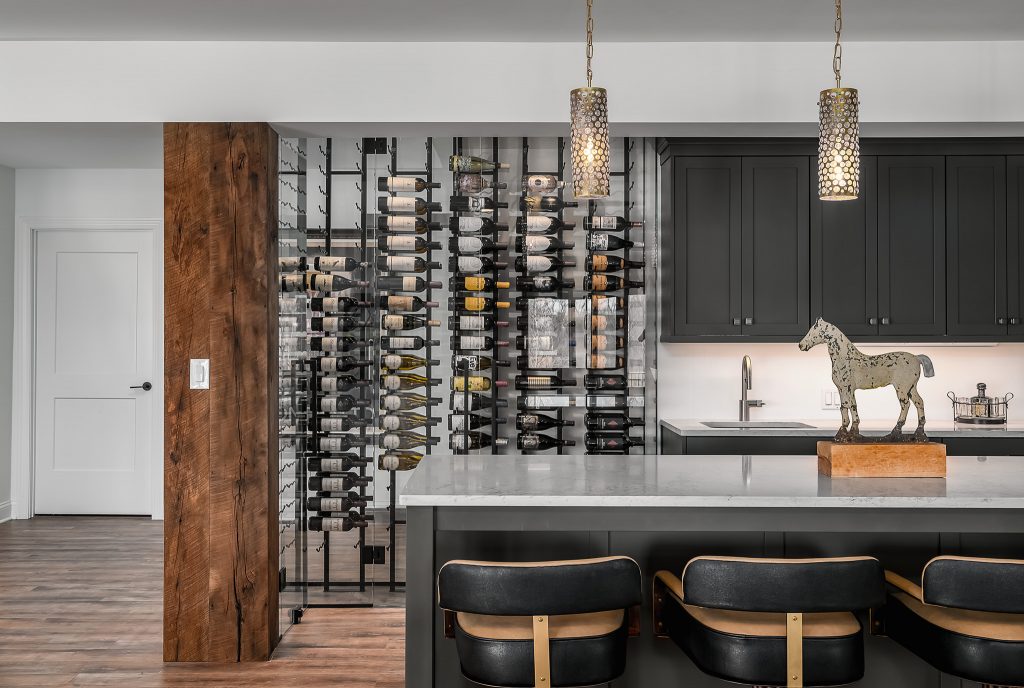 Modern wine cellar design in kitchen