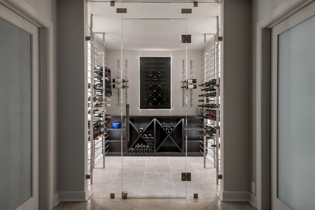 Modern Wine Cellar with glass doors
