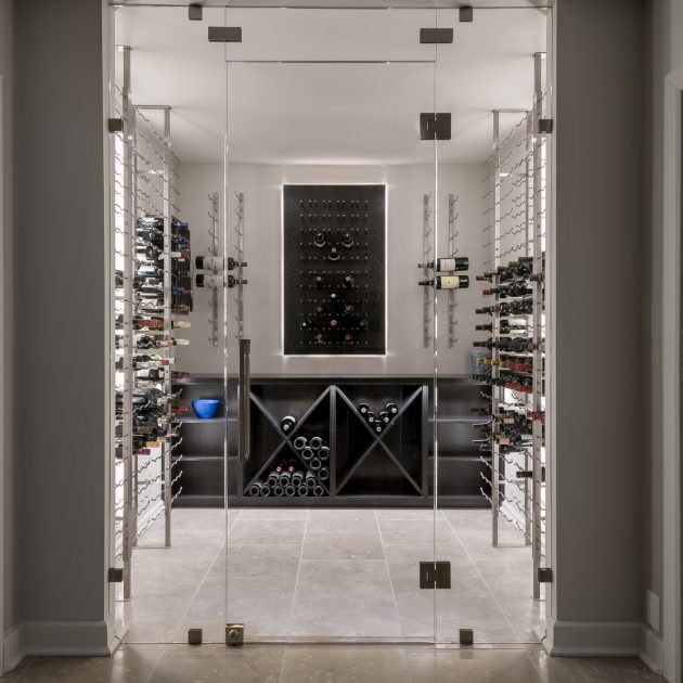 Modern Wine Cellar with glass doors