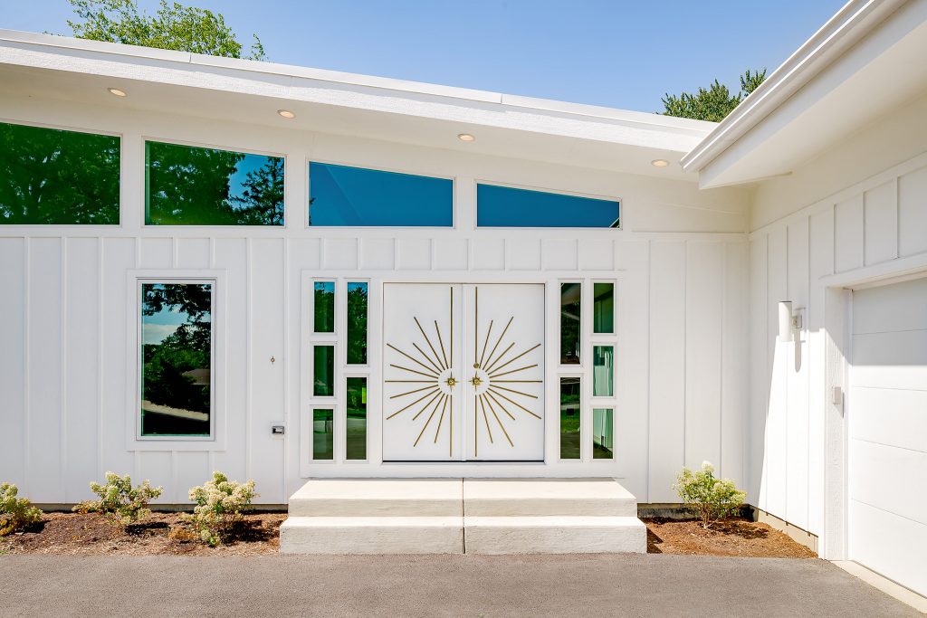 Midcentury Modern New Construction Front Door in Itasca IL by Galvanized Construction, Architectural Photography in Chicago