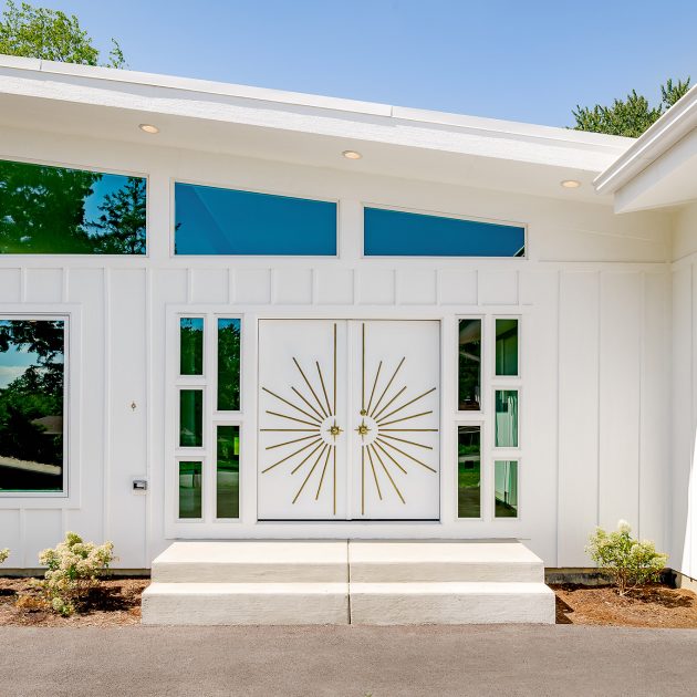 Midcentury Modern New Construction Front Door in Itasca IL by Galvanized Construction, Architectural Photography in Chicago