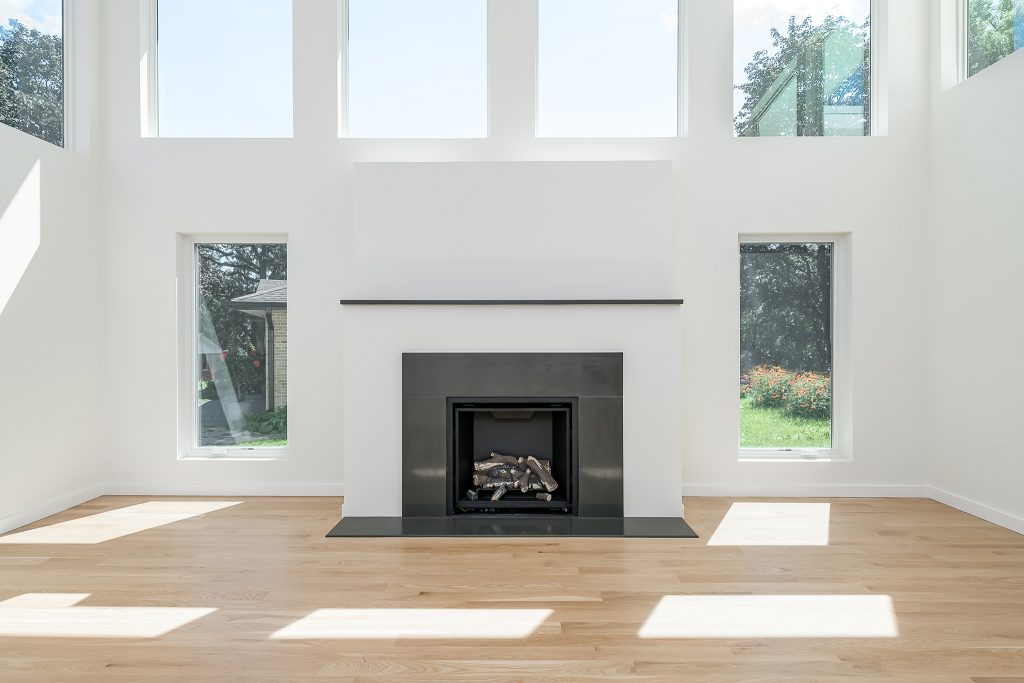Midcentury Modern Fireplace in Itasca IL by Galvanized Construction, Architectural Photography in Chicago