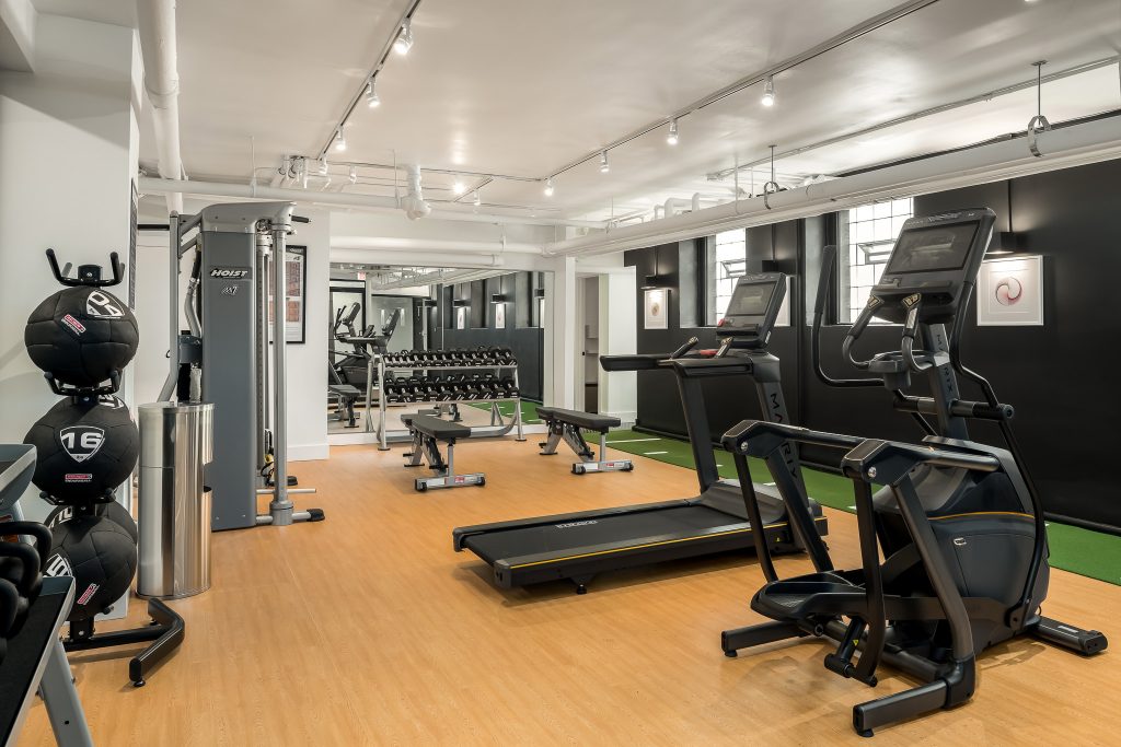 Basement gym in apartment complex