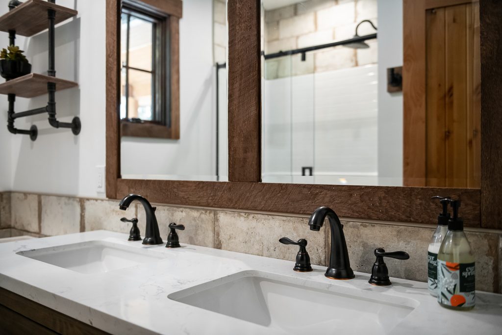 Rustic Bathroom sink in short term vacation rental for Lakeshore Lodge, Architectural Photography in Chicago