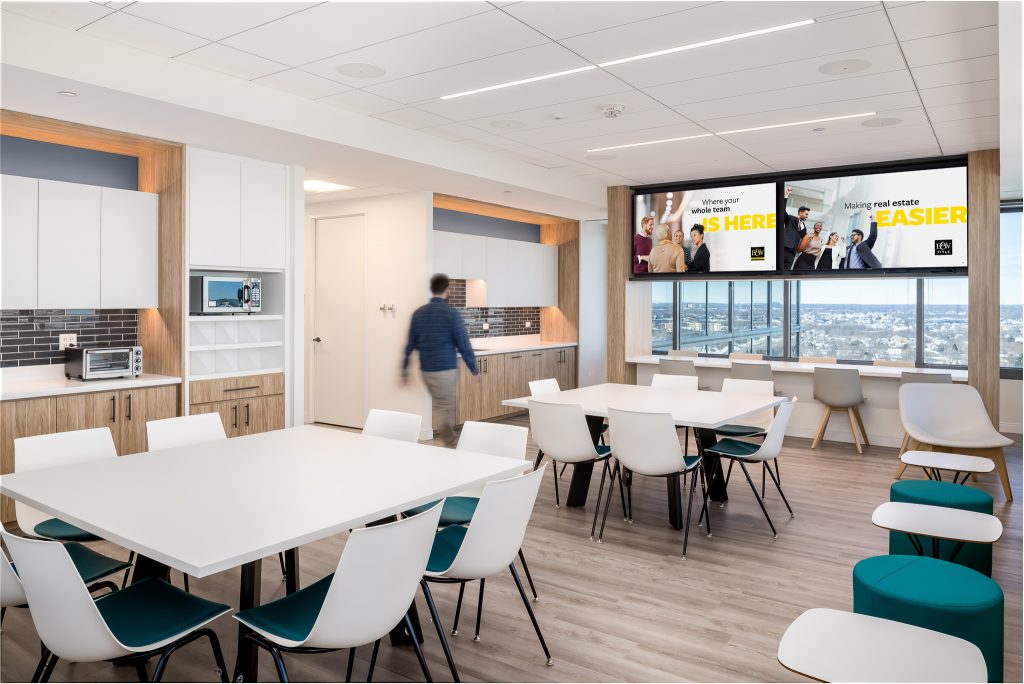 Interior Office Cafeteria, Baird & Warner Schaumburg, Design by CVG Architects, Construction by Bear Construction, Office Furniture by Henricksen