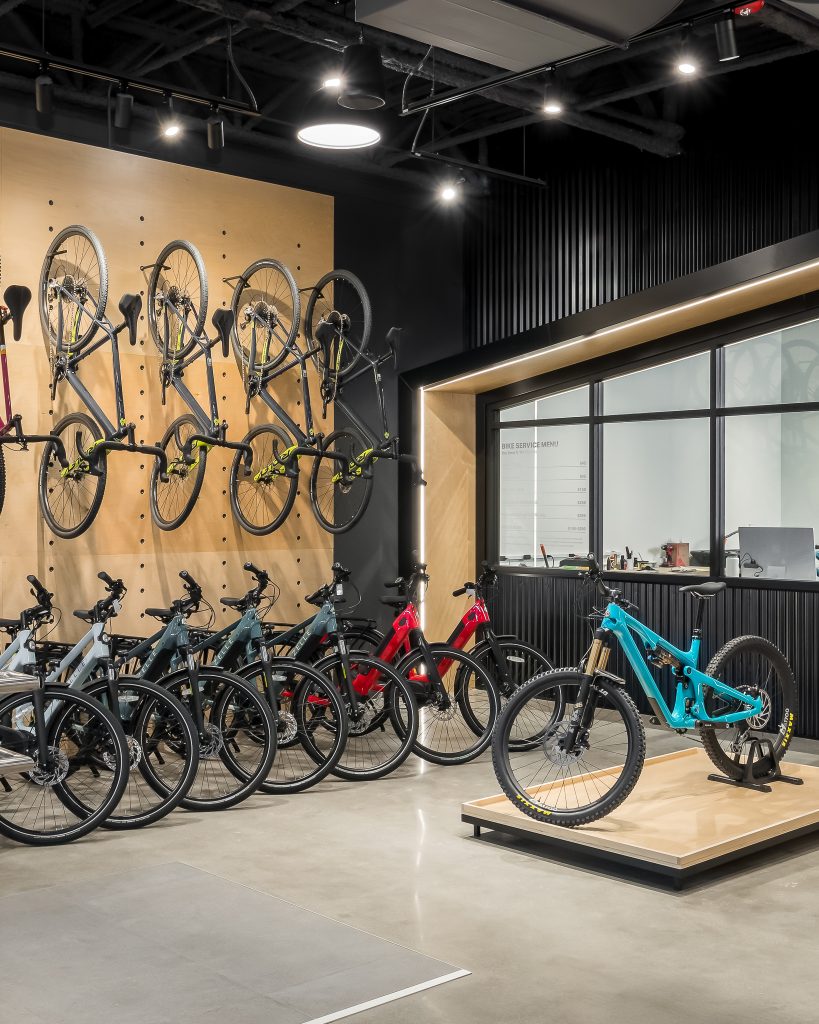 Sporting goods store with bicycle sales and repair shop