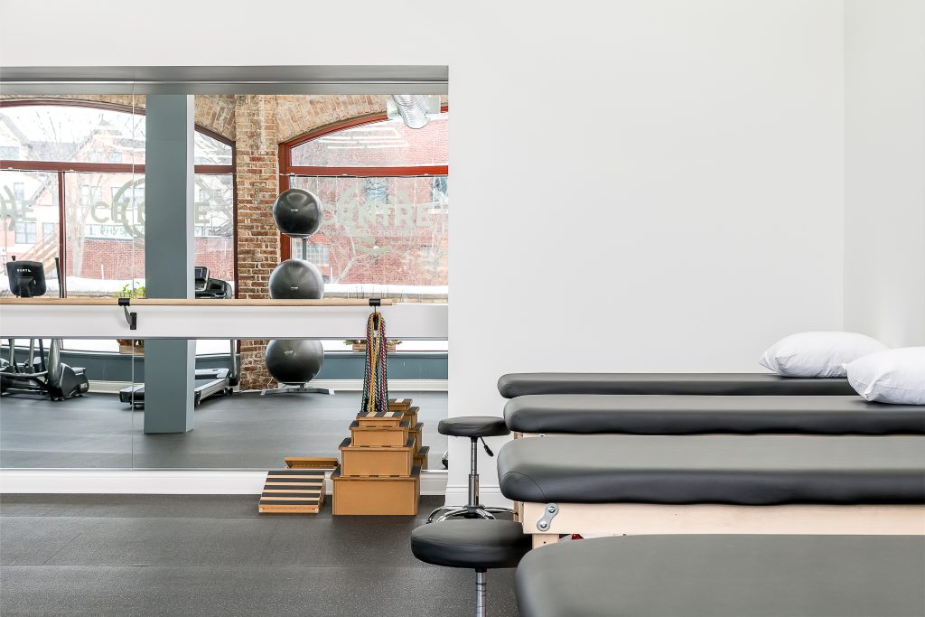 Beds and Mirror in physical therapy