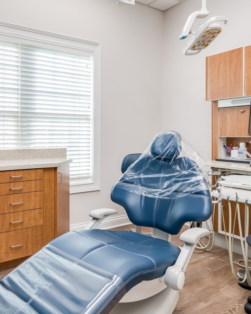 Detail image of orthodontic chair in dental practice