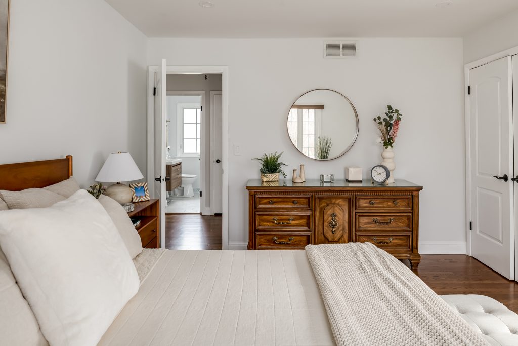 White Minimalist Bedroom with Boho Details