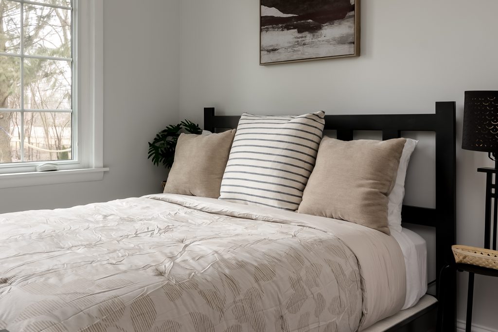 Close Up of Bedding and Pillows in Short Term Rental