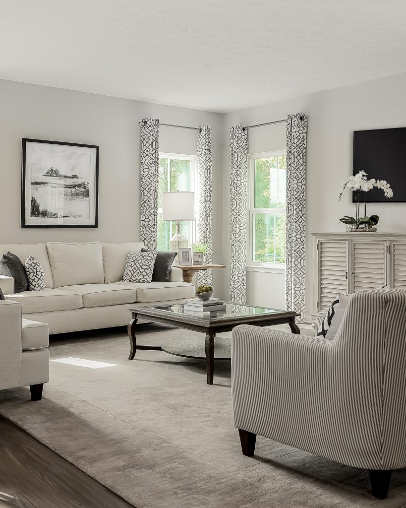Neutral Living Room Decor in Ryan Homes Model