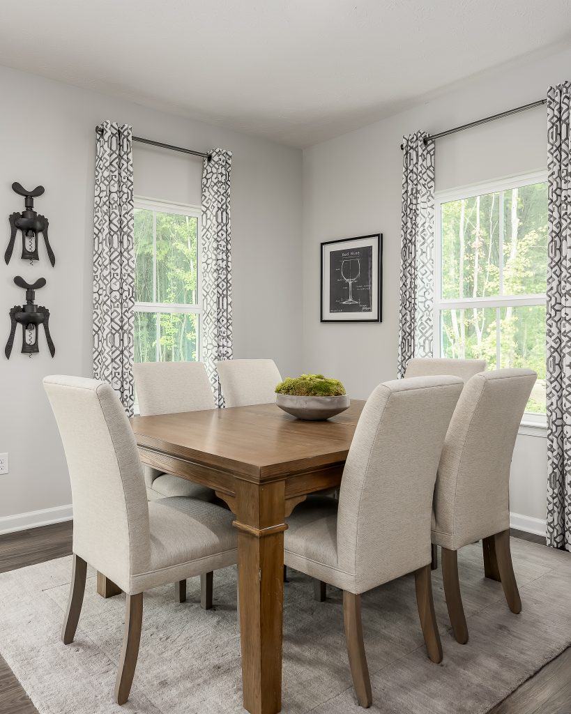 Transitional styled dining room.