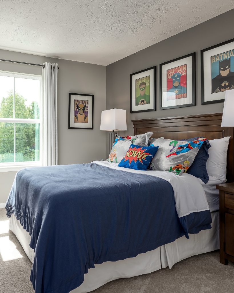 Kids bedroom with superhero theme.