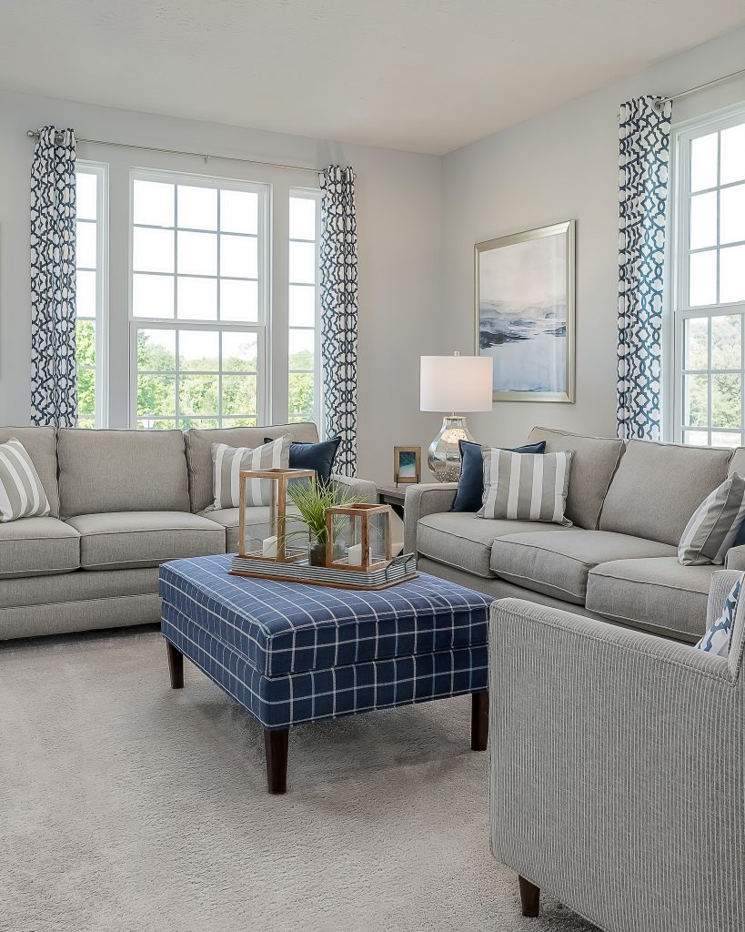 Traditional living room design in Chicago model home by Ryan Homes