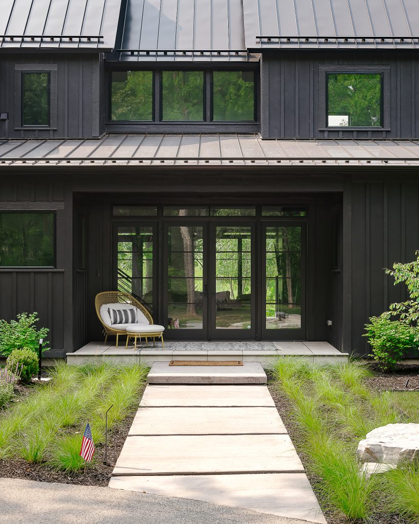 Modern Glass Enclosed Front Door Black Exterior