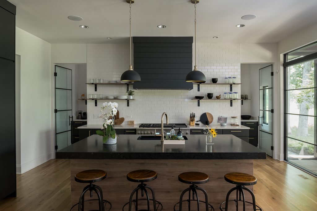 Modern kitchen with open shelving