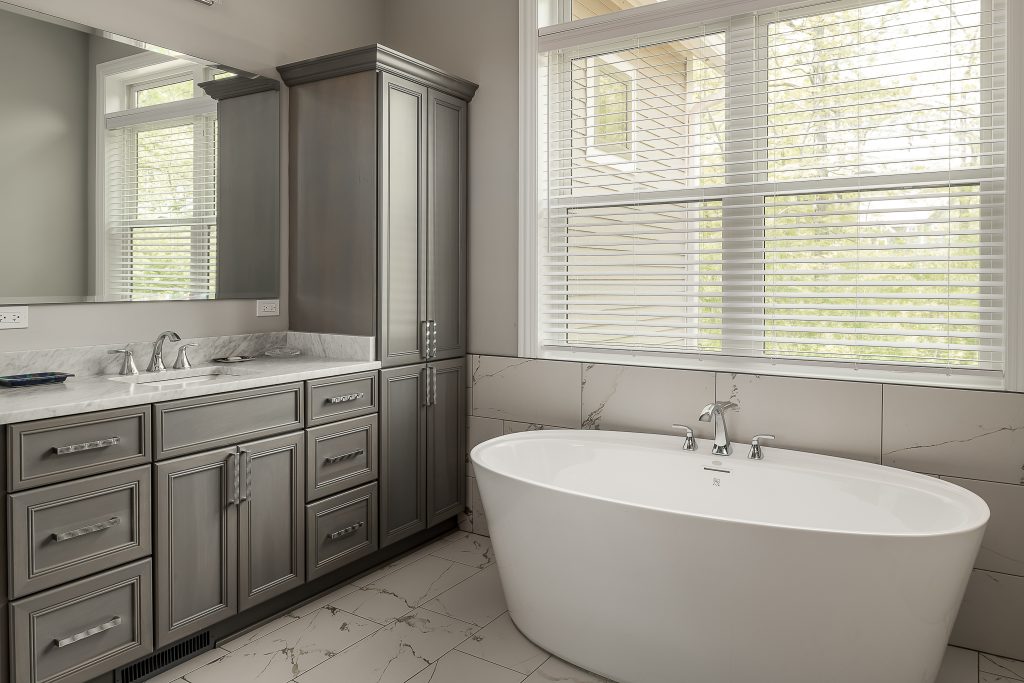 Free standing tub in custom bathroom