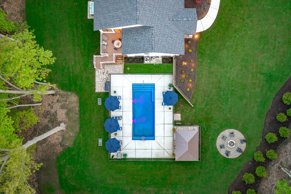 Luxury rental home in South Haven, MI, featuring an outdoor pool