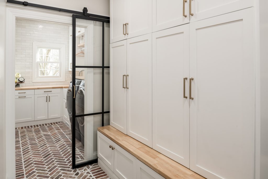 Light and Bright Laundry Room in Naperville, Illinois, by The MK Method. Chicago Interior Design Photography.