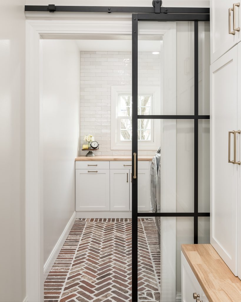 Light and Bright Laundry Room in Naperville, Illinois, by The MK Method. Chicago Interior Design Photography.