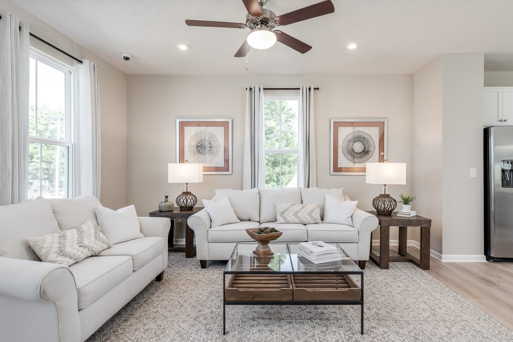 Traditional interior design in cozy living room