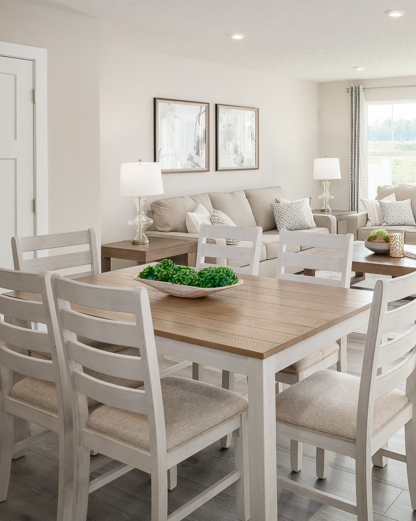 Open floor plan living and dining room