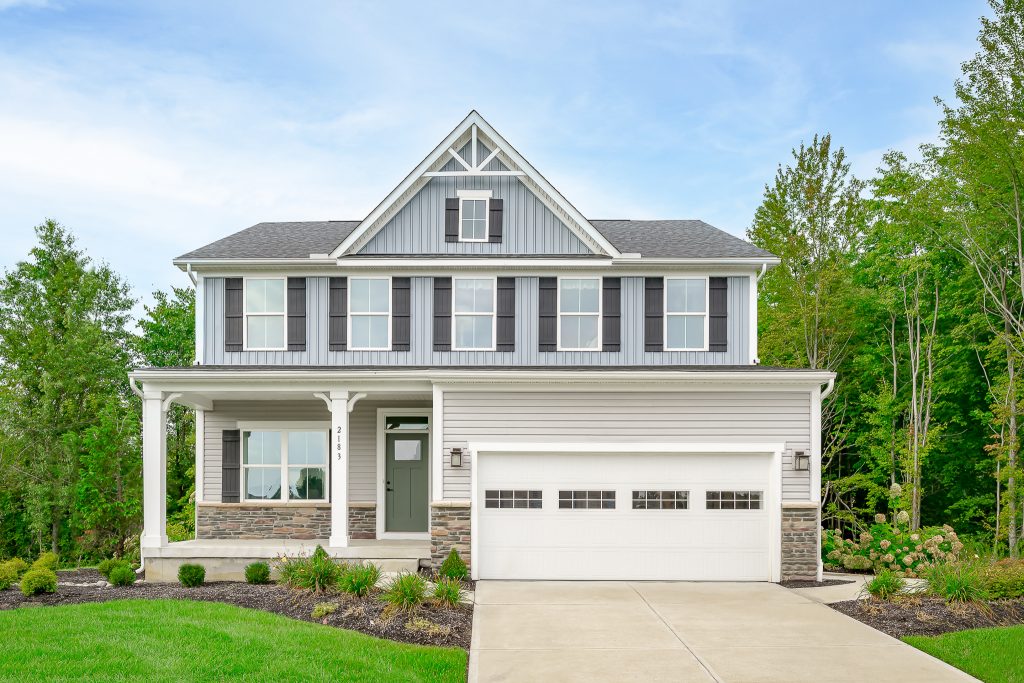 Classic home exterior with two car garage